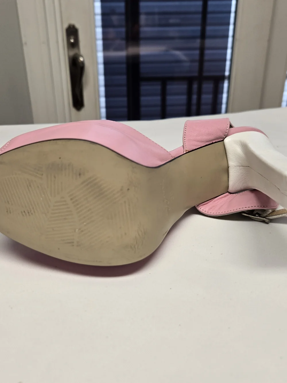 Zeyzani Pink  Vintage Inspired Leather Peep Toe Platform Pumps Size 38 US 7.5